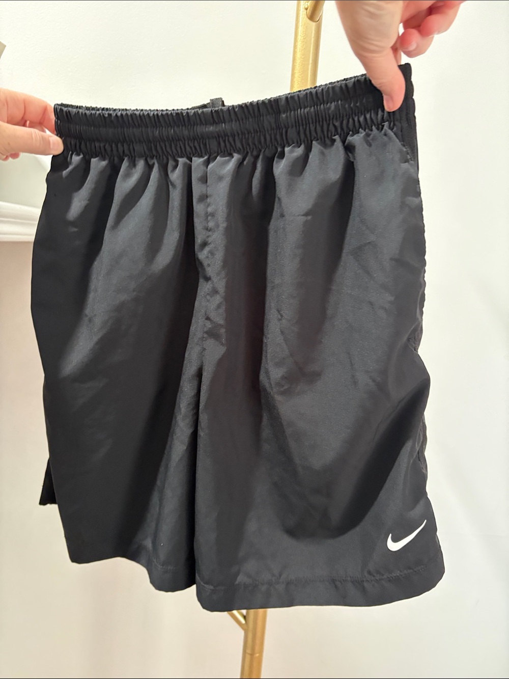 Nike Black Athletic Shorts with White Swoosh